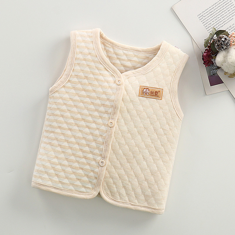 Newborn Baby Vest Autumn and Winter Three-layer Cotton Combed Cotton Waistcoat Vest for Boys and Girls