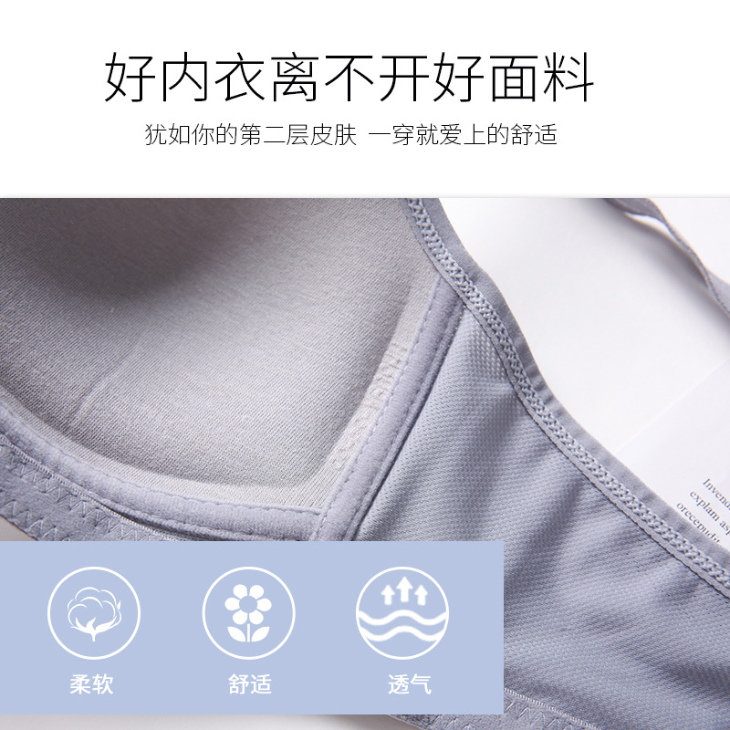 Simple Large Comfortable Non-rimmed Bra Daily Life Breathable Thin Gather Small Chest Underwear Women's Sexy Bra