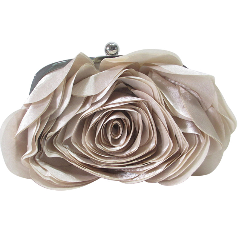 New ladies handbag satin flower hand bag satin bag evening bag bride bridesmaid wedding gift bag wholesale
