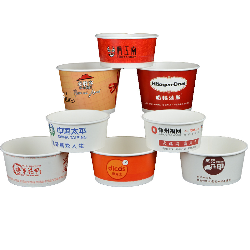 Disposable Fully Degradable Paper Bowl Customized Small Batch Kraft Takeaway Snack Packed Lunch Box Round Custom Logo