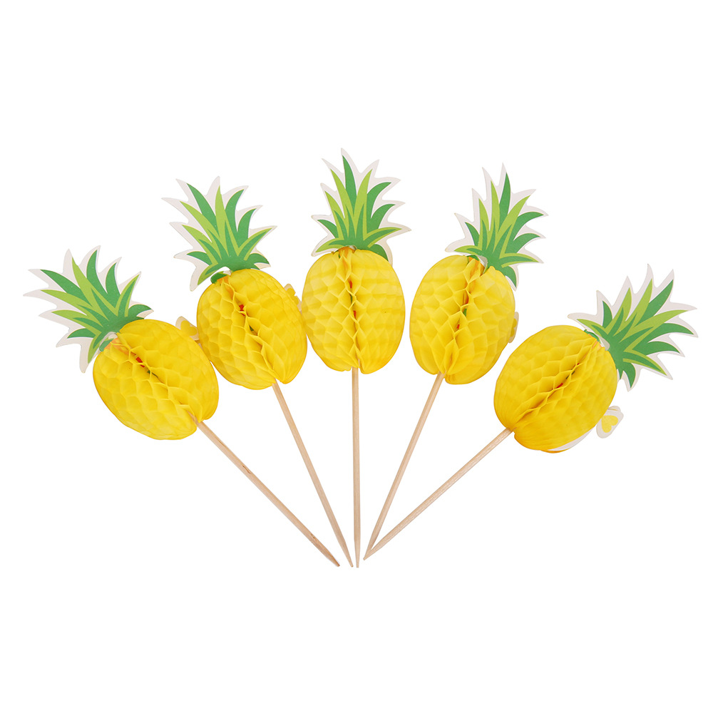 Disposable decorative pineapple stick stereo creative fruit stick wholesale Flamingo toothpick baking plug party
