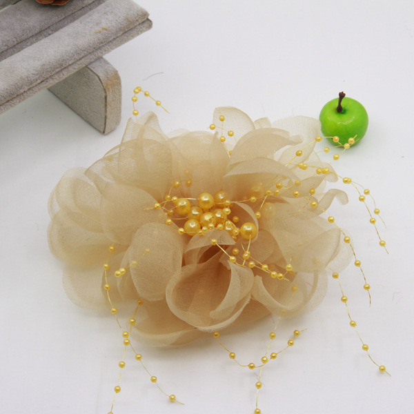 Factory Direct Sales Women's Fabric Jewelry Simulated Fake Flowers Decorative Flower Heads Handmade DIY Gauze Flowers Corsage