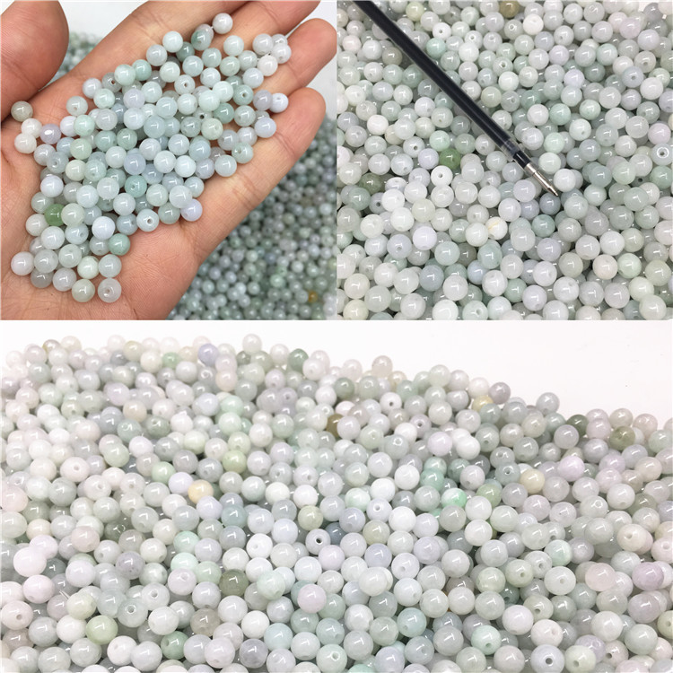 Factory wholesale Myanmar Jade Jadeite a waxy loose bead diy Jade scrap grinding 5m round bead jewelry