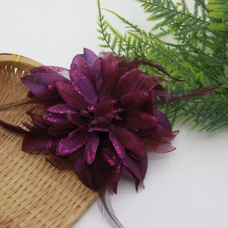 2025 корейский цветок из кристаллов с семью лепестками, аксессуары для головных уборов, имитация цветка, брошка из органзы и кружева