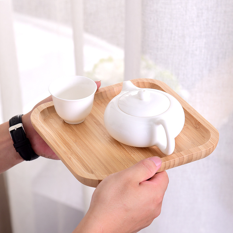 Factory wholesale Japanese bamboo wooden pallet rectangular bamboo plate round plate bamboo tray cake creative pizza