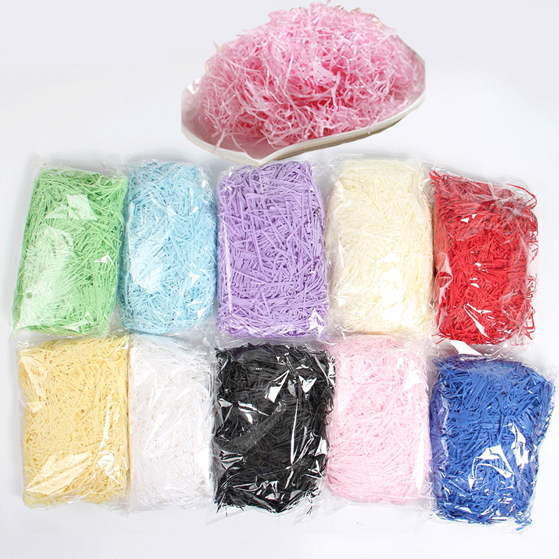 Lafite Grass Shredded Paper Shredded Wedding Candy Box Filler Gift Box Decorative Pleated Color Chicken Nest Shredded Paper Wedding Supplies