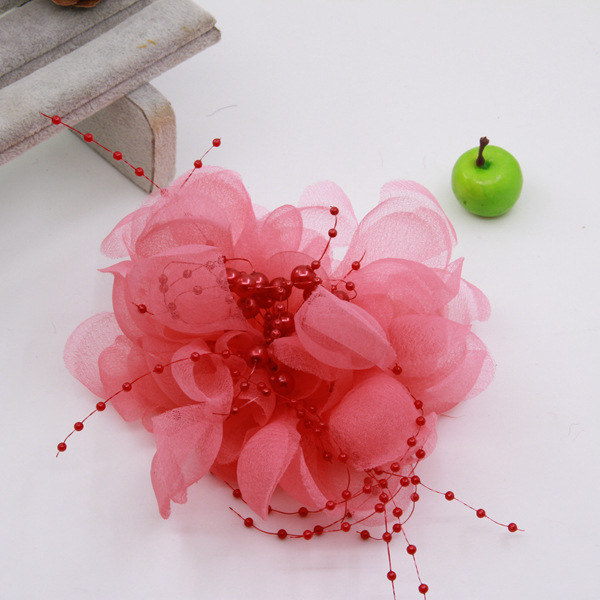 Factory Direct Sales Women's Fabric Jewelry Simulated Fake Flowers Decorative Flower Heads Handmade DIY Gauze Flowers Corsage