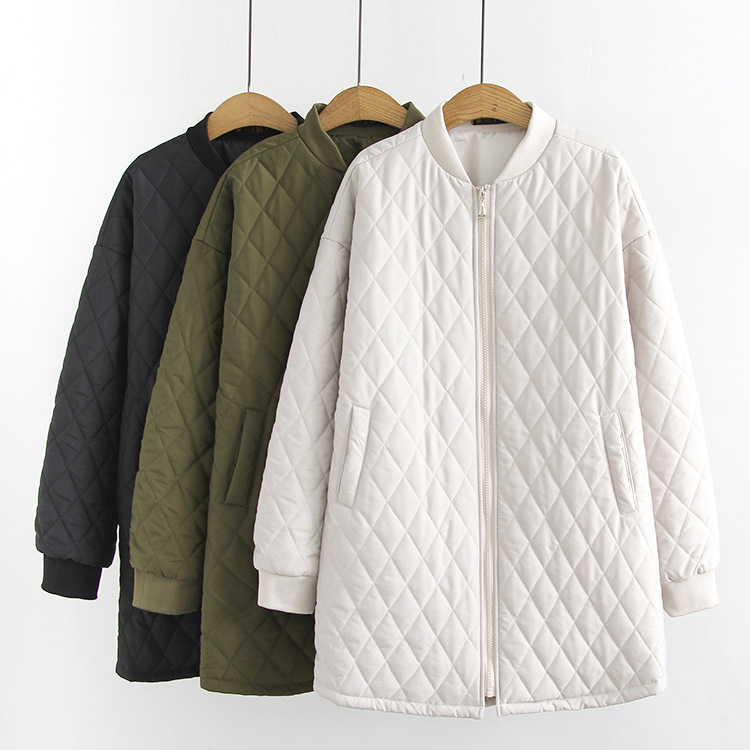 Осень и зима, стеганая куртка для женщин, для полных, 100 кг, круглый вырез, свободная, повседневная, средней длины