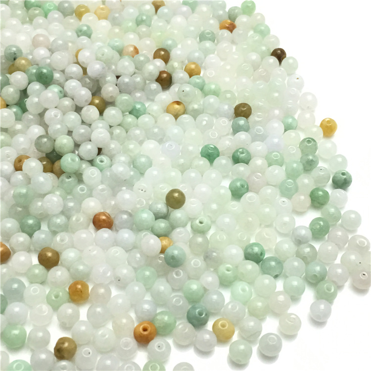 Sihui Jade A cargo ice three color loose beads jade beads round beads Myanmar beads jade accessories woven necklace bracelet