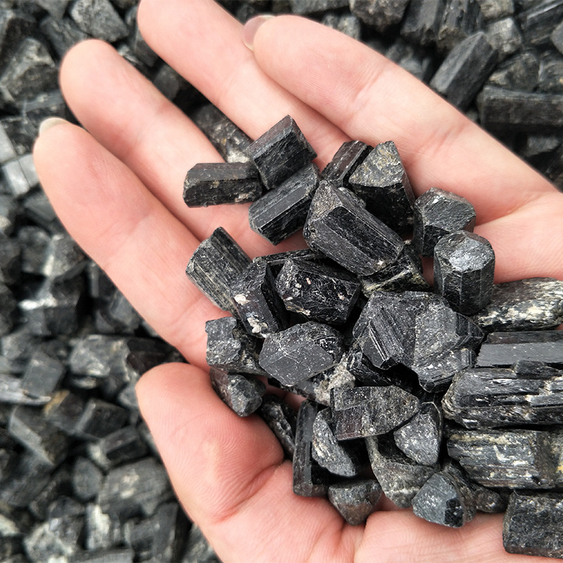 Hebei Lingshu Factory Direct Sales 1-2mm Tourmaline Particles High Purity Tourmaline Raw Ore Gravel Energy Stone