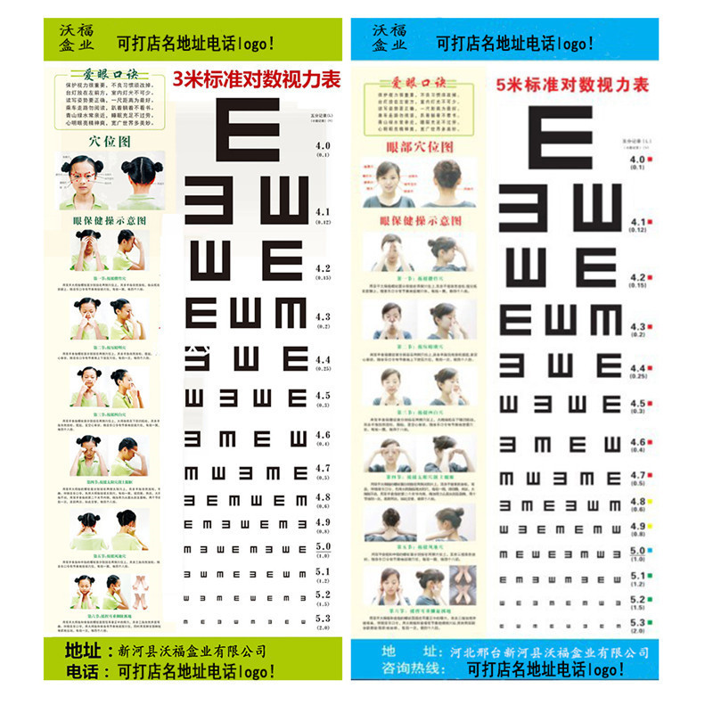 Customized Wholesale Paper Eye Charts for Children, Standard Logarithmic Eye Charts, Wall Charts, Custom Processing and Logo Printing