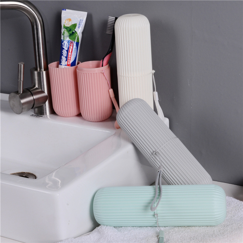 Vertical Striped Travel Wash Cup Toothbrush Cup Toothpaste Storage Box Portable Toothbrush Box Toothbrush Bucket Casual Mouthwash Cup