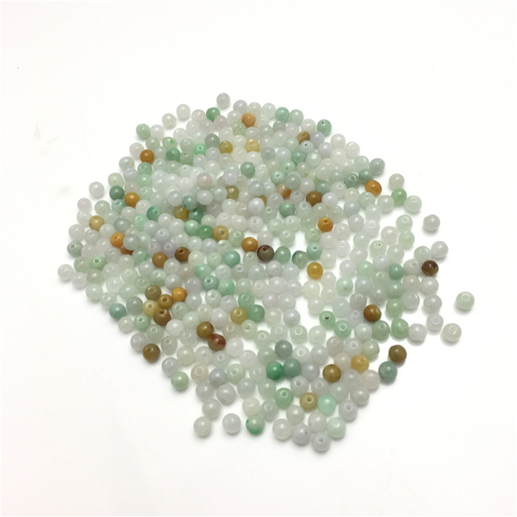 Sihui Jade A cargo ice three color loose beads jade beads round beads Myanmar beads jade accessories woven necklace bracelet