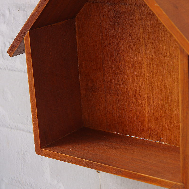 Solid Wood Wall Cute Small House Storage Rack Children's Room Kindergarten Restaurant Wood Storage Decorative Shelf Partition