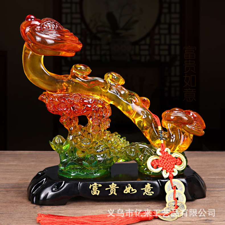 Fugui Ruyi Decoration Chinese Home Living Room Wine Cabinet Entrance Office Decoration Opening Gift Giving Resin Crafts