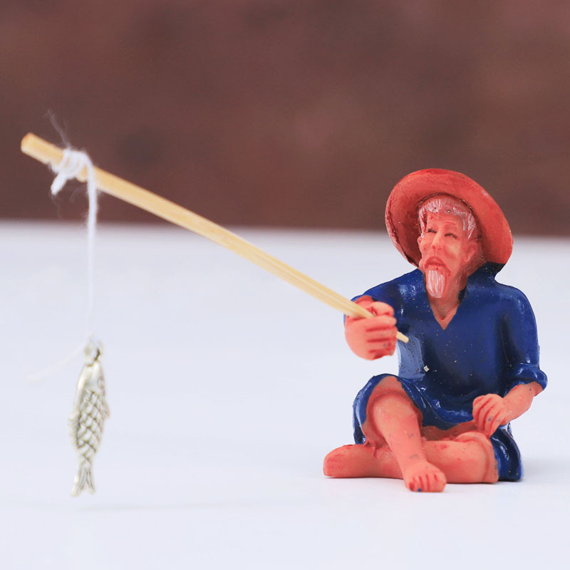 Rockery flowing water feng shui wheel fortune-making ornaments resin small ornaments fish Weng Old Man Crafts decoration accessories gifts