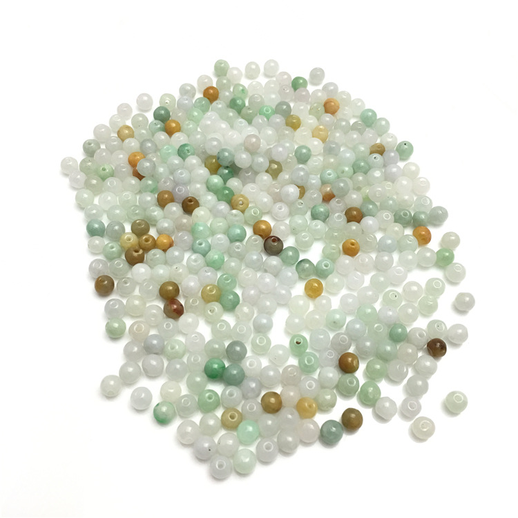 Sihui Jade A cargo ice three color loose beads jade beads round beads Myanmar beads jade accessories woven necklace bracelet