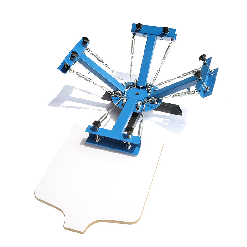 Заводская ручная машина для экранной печати, четырехцветная печатная машина, плоская платформа, 4 цвета, 1 позиция