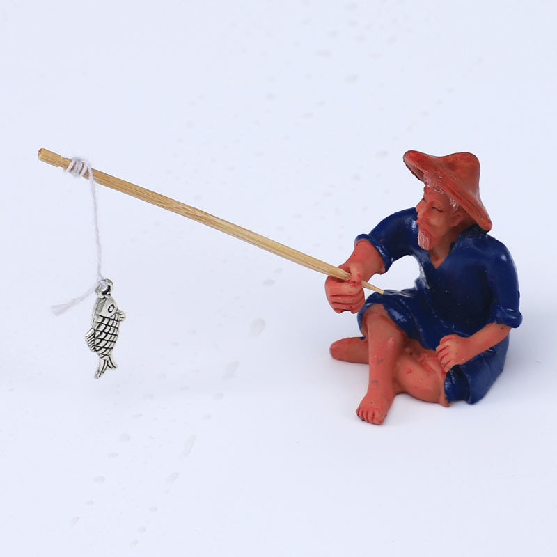 Rockery flowing water feng shui wheel fortune-making ornaments resin small ornaments fish Weng Old Man Crafts decoration accessories gifts