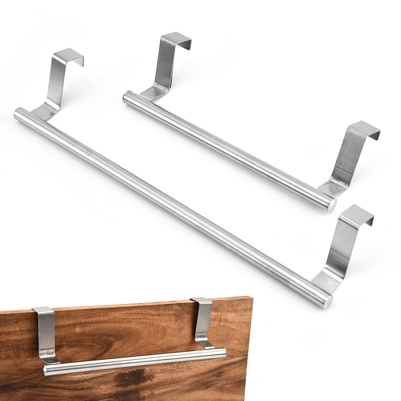 in stock Hanging Stainless Steel Single-pole Towel Rack Punch-free Cabinet Door Back Type Rag Rack Towel Bar Cabinet Door Hanging