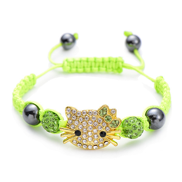 Cat Head soft clay full diamond ball woven Shambhala bracelet Crystal wish