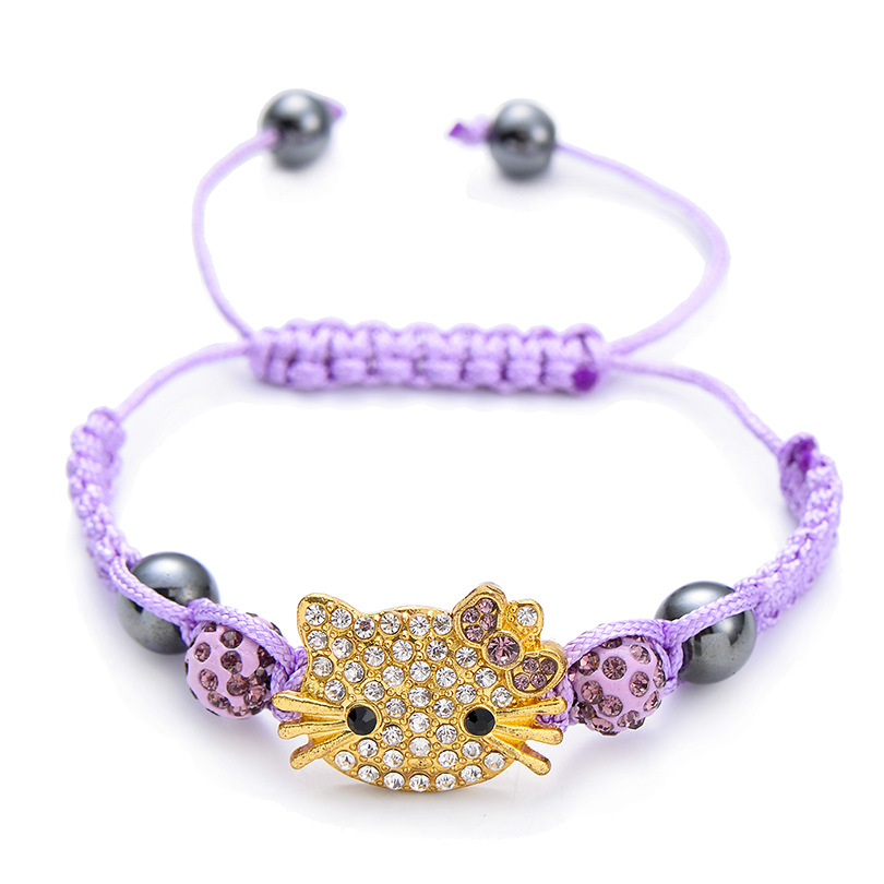 Cat Head soft clay full diamond ball woven Shambhala bracelet Crystal wish