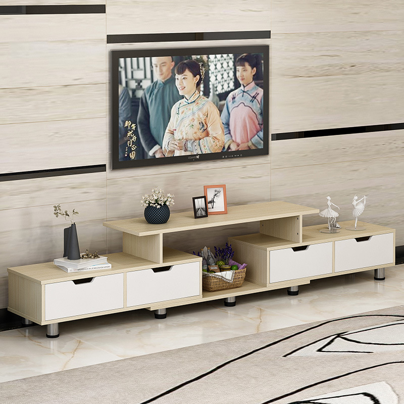 Simple Modern Retractable Small Apartment Living Room Imitation Solid Wood Bedroom Nordic Tv Cabinet Coffee Table Combination Floor Cabinet