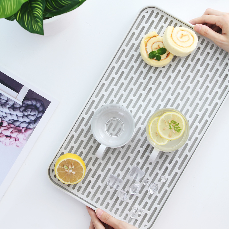 Creative Household Tea Tray Double-Layer Plastic Drain Tray Living Room Tea Tray Household Fruit Tray Tea Set Water Storage Tray