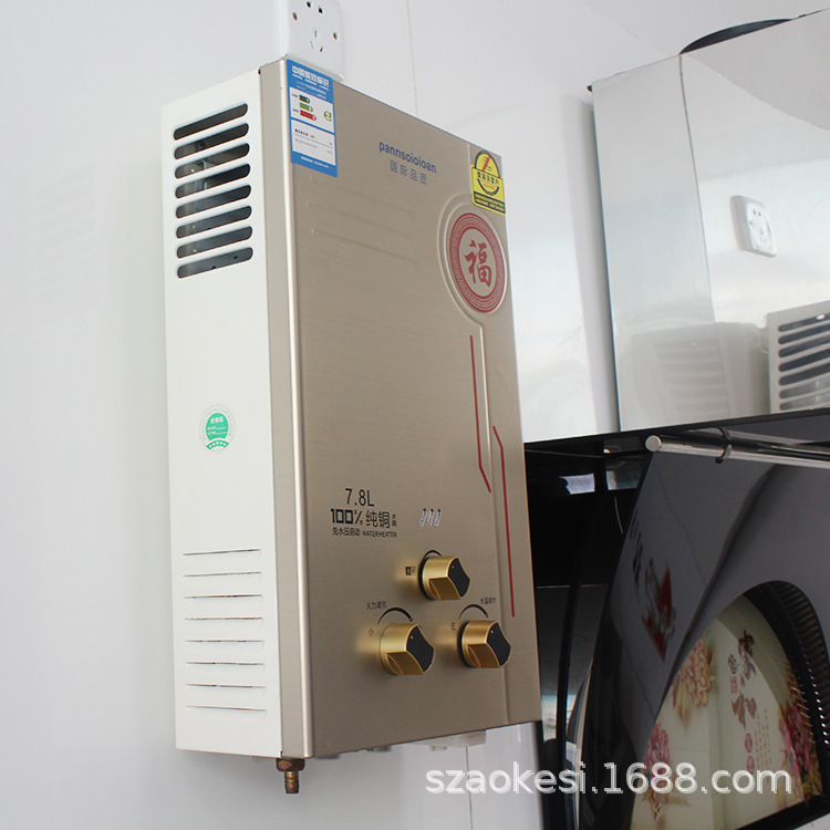 Factory wholesale household fast hot water machine bathroom new gas all copper water tank flue type forced row water heater