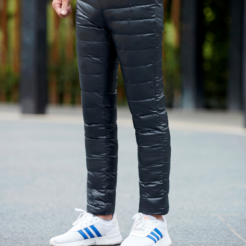 2023 Men's Winter New Slim down Pants for Outerwear Sports Warm Thickened down Cotton Pants Dropshipping