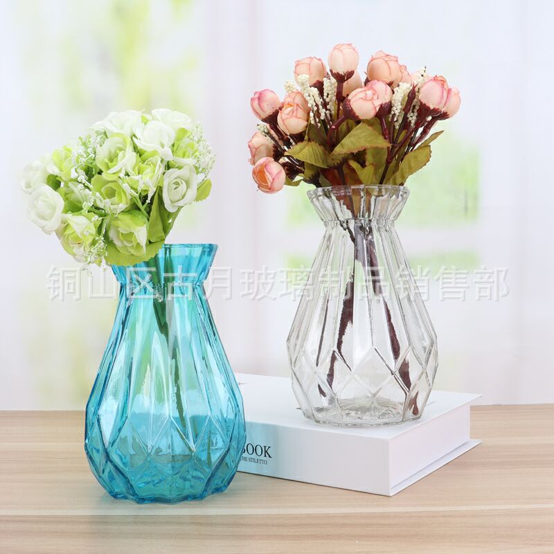 Colorful glass vase wholesale living room ornaments flower arrangement hydroponic green rose simple modern European creative glass vase