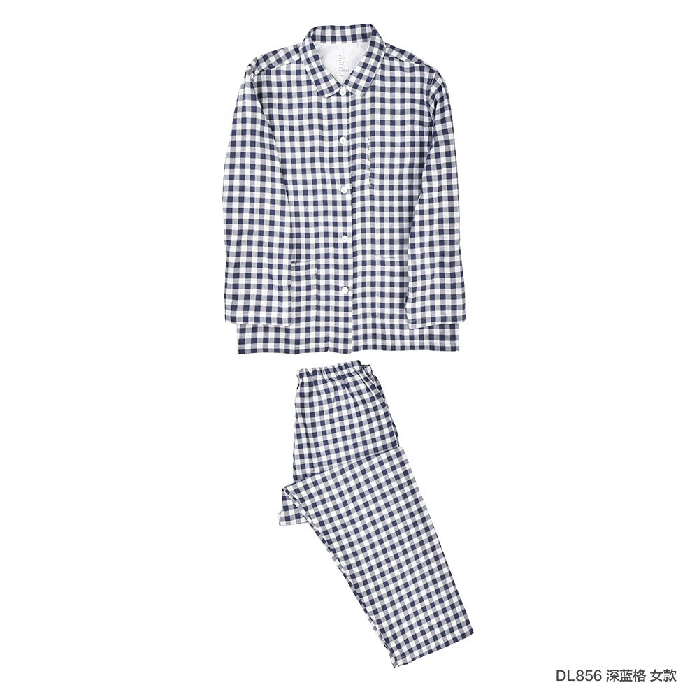 Double-layer Yarn Pajamas No Print No Side Seam Japanese-style Good Home Suit Couple's Suit 1