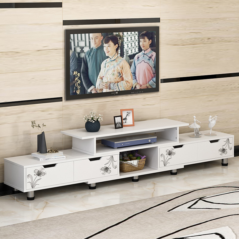 Простой современный выдвижной телевизионный шкаф для маленькой квартиры, гостиная, имитация массива дерева, комбинация кофейного столика, напольный шкаф