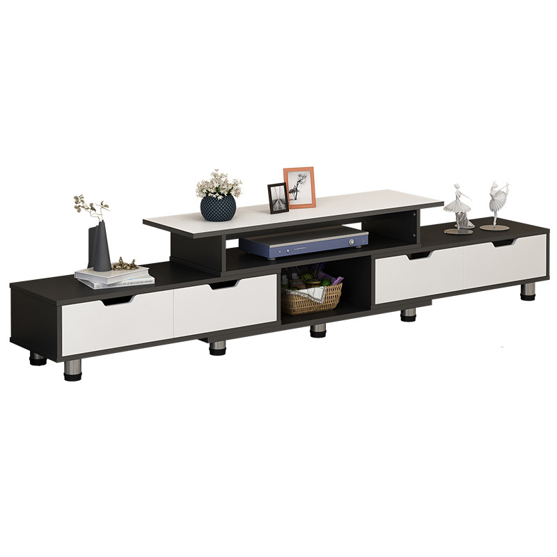 Simple Modern Retractable Small Apartment Living Room Imitation Solid Wood Bedroom Nordic Tv Cabinet Coffee Table Combination Floor Cabinet