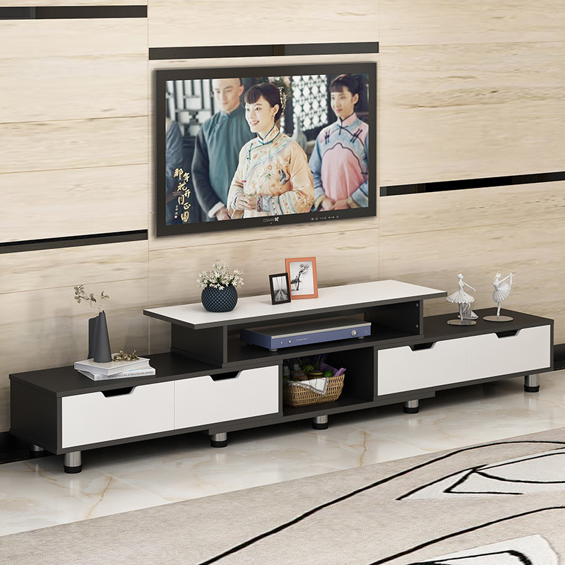 Simple Modern Retractable Small Apartment Living Room Imitation Solid Wood Bedroom Nordic Tv Cabinet Coffee Table Combination Floor Cabinet