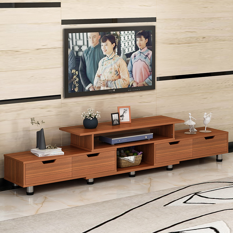 Simple Modern Retractable Small Apartment Living Room Imitation Solid Wood Bedroom Nordic Tv Cabinet Coffee Table Combination Floor Cabinet