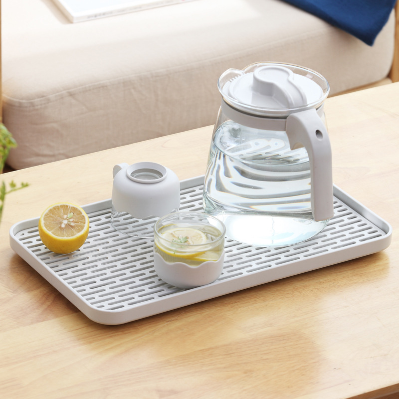 Drain Tray Plastic Tray for Tea Cup Double-Layer Drain Tea Tray Household Drain Rack Kitchen Tableware Storage