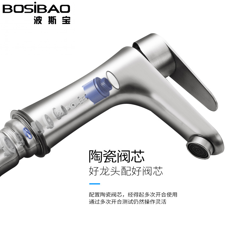 Factory direct 304 stainless steel hot and cold basin faucet small waist single cold faucet wash basin faucet