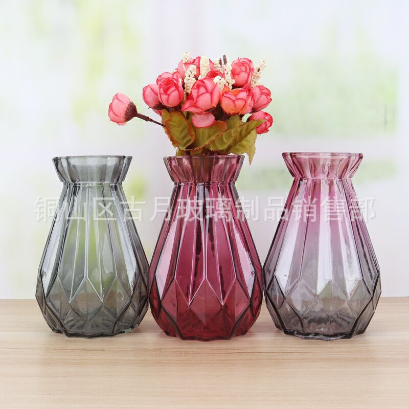 Colorful glass vase wholesale living room ornaments flower arrangement hydroponic green rose simple modern European creative glass vase