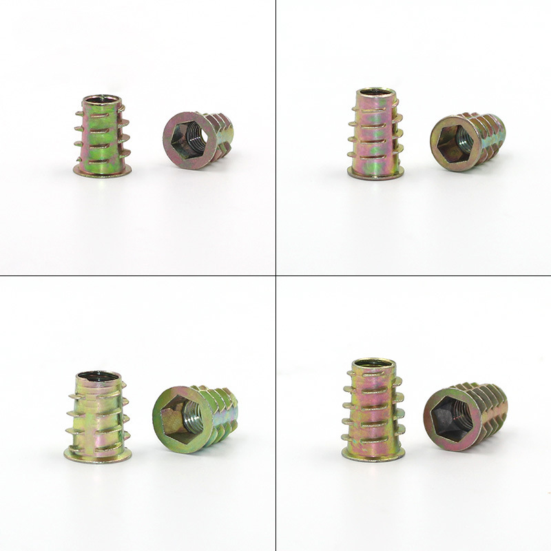 Zinc alloy trapezoidal nut furniture nut with internal and external teeth nut solid wood embedded nut hardware accessories embedded