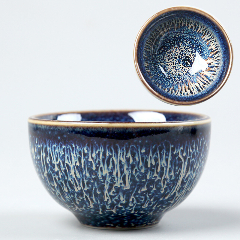 New Built-In Bamboo Hat Cup Ceramic Tea Bowl Kiln-Turned Master Cup Single Cup Ceramic Tea Set Gift Tea Cup Wholesale