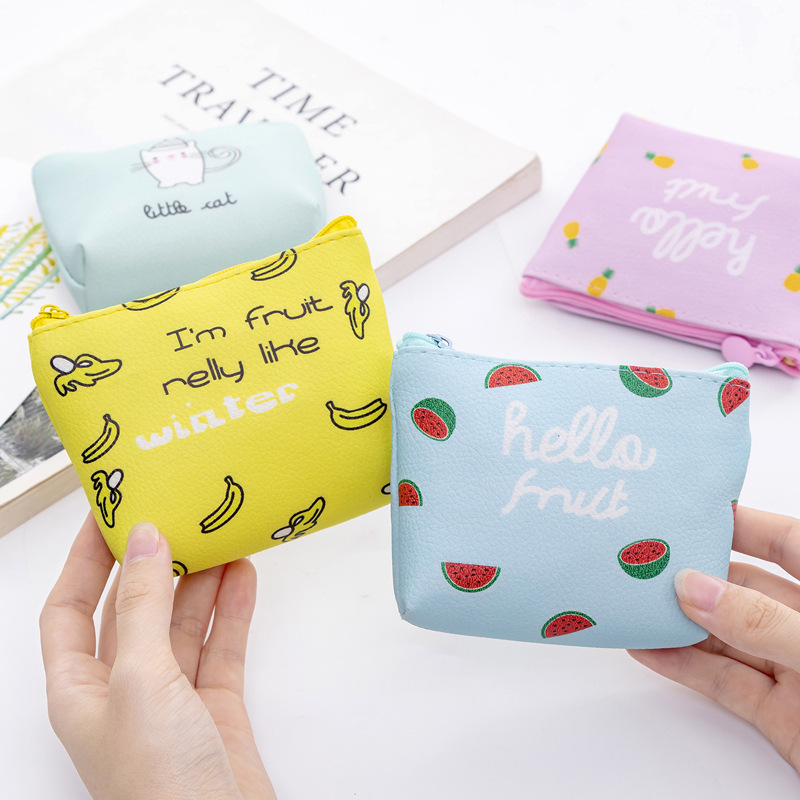 Creative New Cartoon Fruit Cat Coin Purse Coin Bag Pu Leather Wholesale Advertising Small Gifts