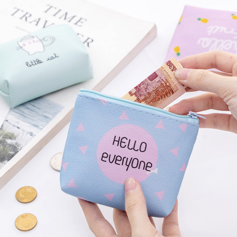 Creative New Cartoon Fruit Cat Coin Purse Coin Bag Pu Leather Wholesale Advertising Small Gifts