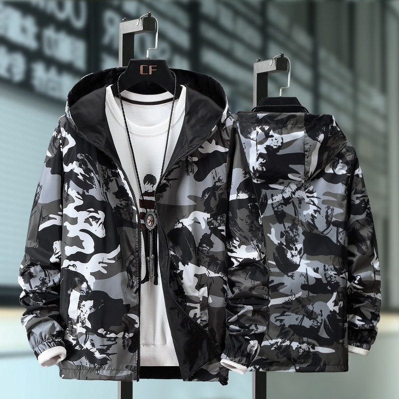 Men's Jacket Men's Spring and Autumn New Korean-style Fashionable Two-sided Student Jacket Autumn Exaggerated Plus Size Camouflage Clothes