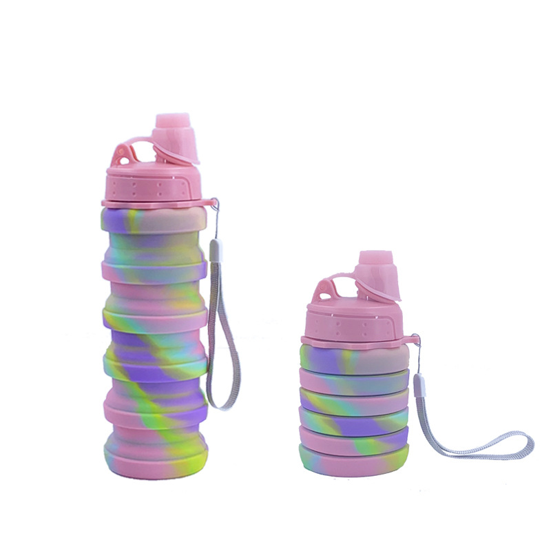 Factory Direct Sale New Portable Rope Silicone Folding Water Cup Sports Outdoor Portable Beverage Kettle Creative Water Bottle