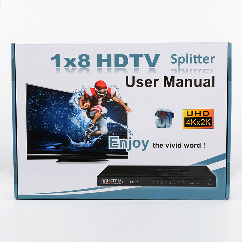 1X8 HDMI Splitter 4K One-In-Eight-Out Splitter 8-Port Monitor Multi-Screen Signal Synchronization Multi-Screen Display