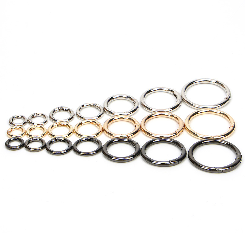 Factory cross-border zinc alloy spring ring metal open ring keychain bag hardware accessories round ring buckle wholesale