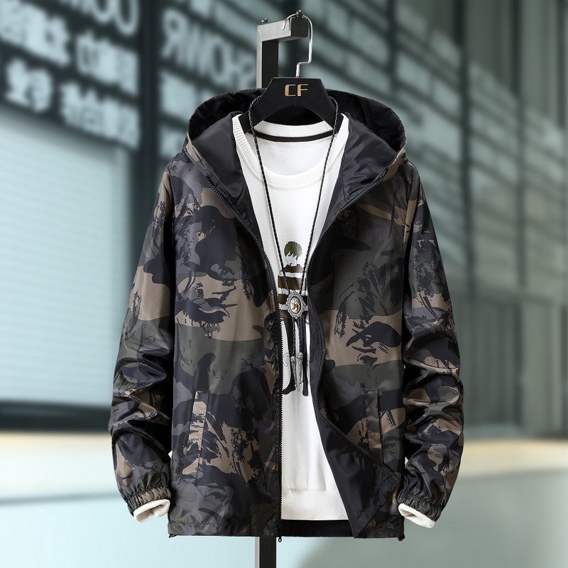 Men's Jacket Men's Spring and Autumn New Korean-style Fashionable Two-sided Student Jacket Autumn Exaggerated Plus Size Camouflage Clothes