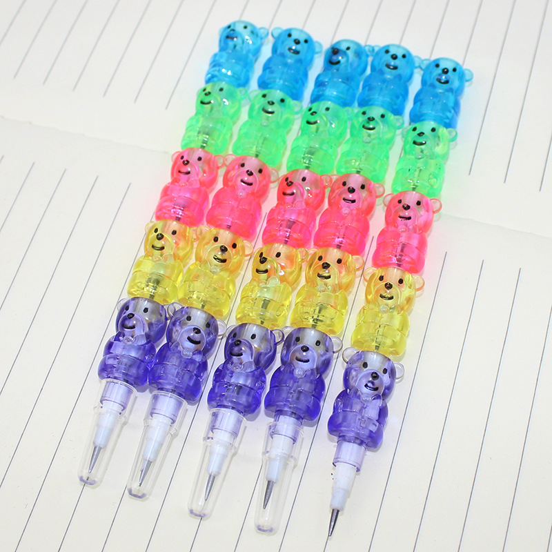 Creative student stationery 5-section bear modeling building blocks pencil cartoon bear egg pen bullet pen section pen