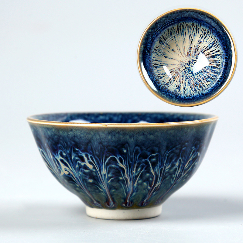 New Built-In Bamboo Hat Cup Ceramic Tea Bowl Kiln-Turned Master Cup Single Cup Ceramic Tea Set Gift Tea Cup Wholesale